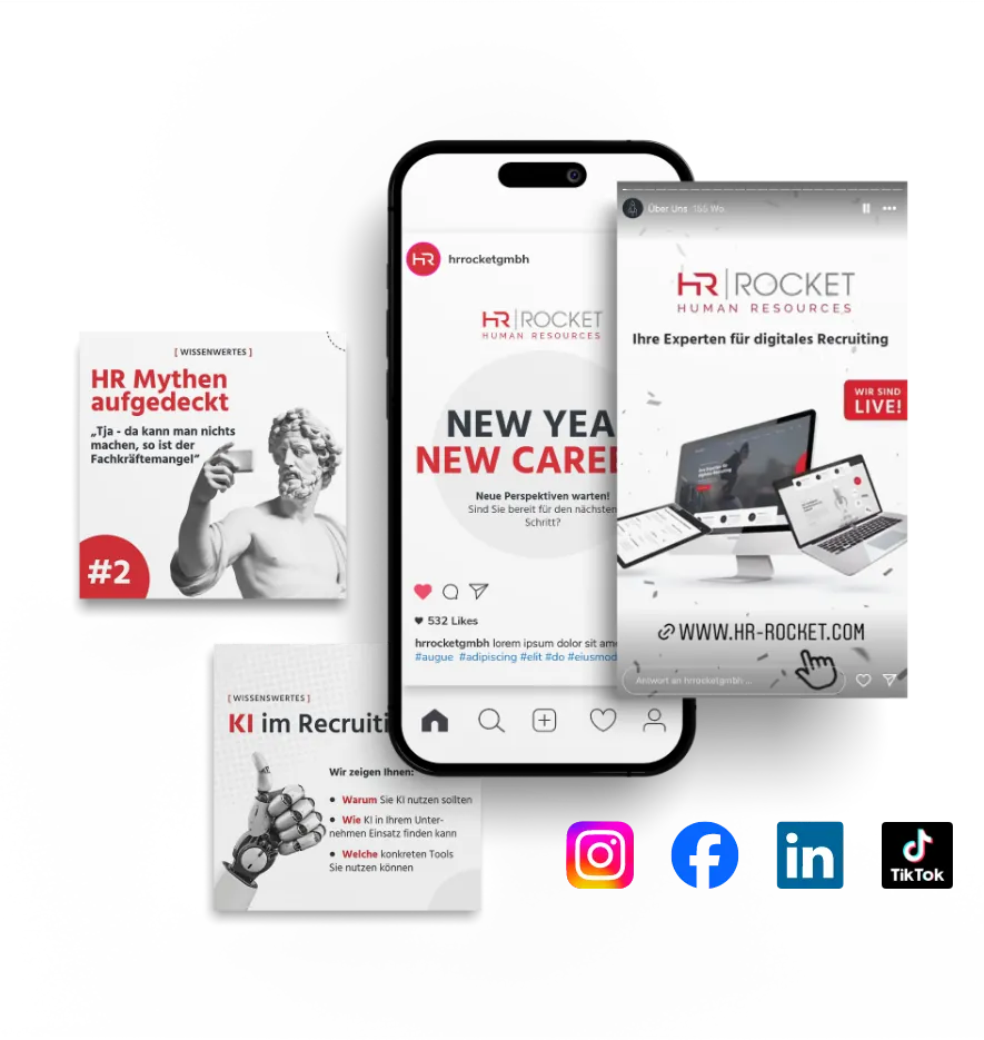 HR Rocket Social-Media-Mockup — Instagram, TikTok