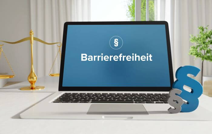 Barrierefreie Website Gesetz Laptopbildschirm mit Gesetz über barrierefreie Website