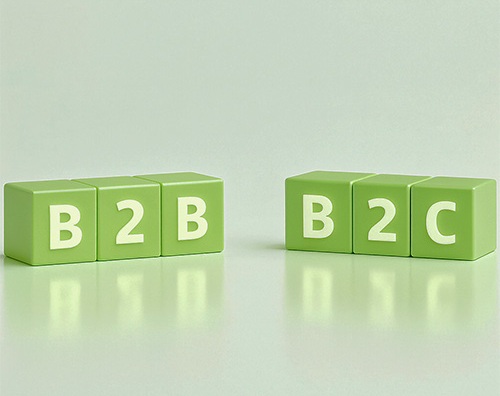 Dastellung zu unterschieden zwischen B2B und B2C Marketing.